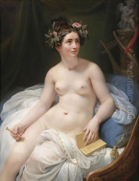 The Poetess Sappho Oil Painting by Jacques Louis David