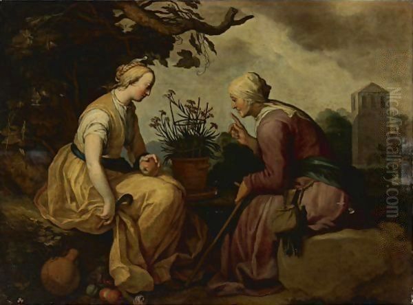 Vertumnus And Pomona Oil Painting by Abraham Bloemaert