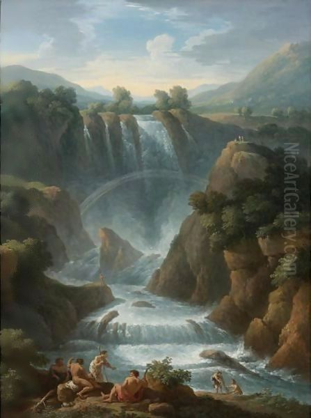 The Marmore Waterfalls At Terni Oil Painting by Jan Frans Van Bloemen (Orizzonte)