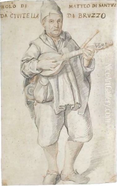 Portrait Of A Street Musician Oil Painting by Federico Zuccaro