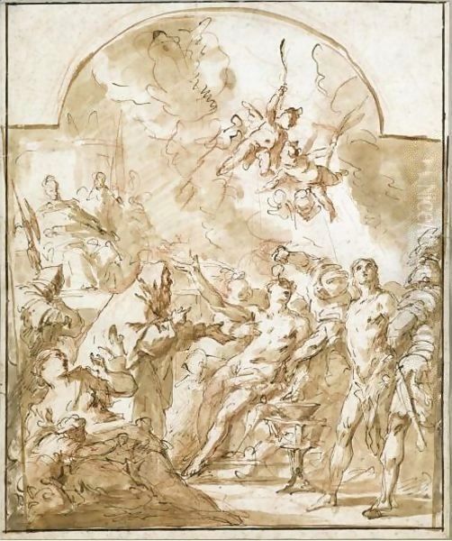 The Martyrdom Of Sts Felix And Fortunatus Oil Painting by Gaspare Diziani