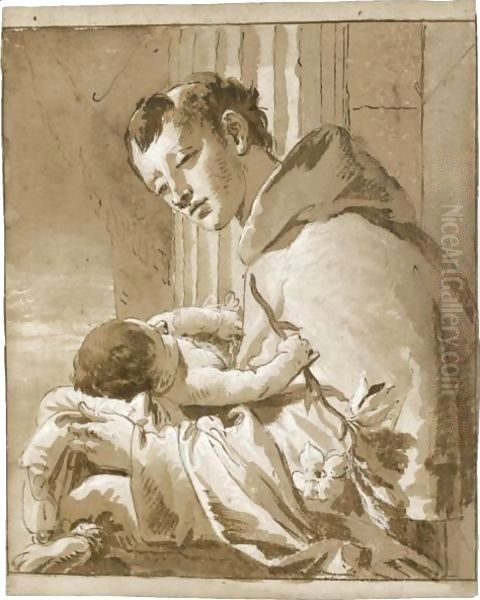 St. Anthony Of Padua And The Christ Child Oil Painting by Giovanni Battista Tiepolo