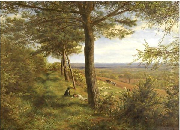 Firs And Furze Oil Painting by James Thomas Linnell