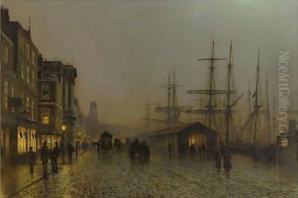 Glasgow - Saturday Night Oil Painting by John Atkinson Grimshaw