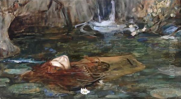 Study For Nymphs Finding The Head Of Orpheus Oil Painting by John William Waterhouse