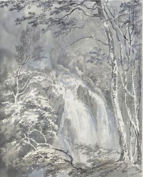 A Waterfall In A Wooded Landscape Oil Painting by Joseph Mallord William Turner