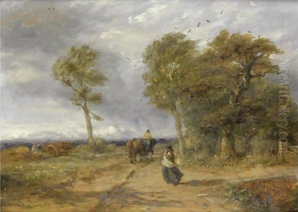 A Windy Day Oil Painting by David Cox