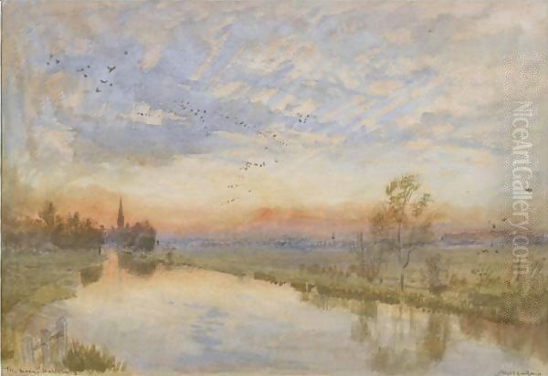 The Avon. Salisbury Oil Painting by Albert Goodwin