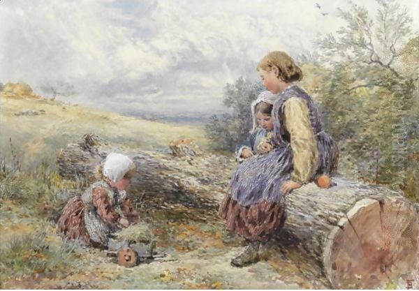 The Woodcutter's Children Oil Painting by Myles Birket Foster