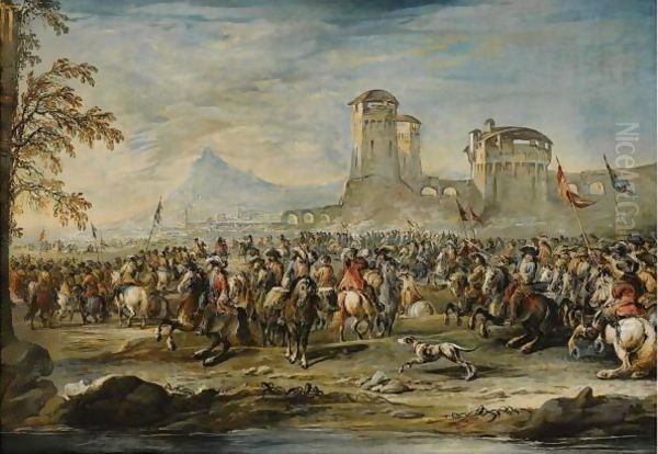 A Cavalry Column Preparing To Advance Oil Painting by Francesco Simonini