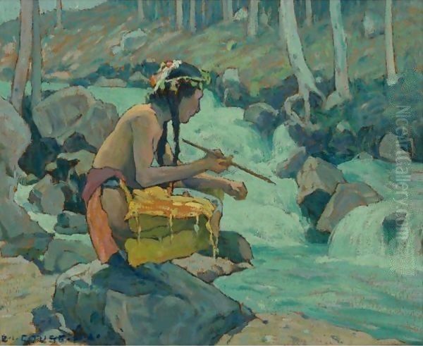 Indian By A Stream Oil Painting by Eanger Irving Couse