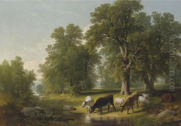 A Summer Afternoon Oil Painting by Asher Brown Durand