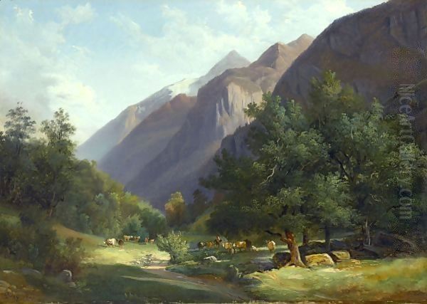 The Kirchet And The Valley Of Gutanen Oil Painting by Francois Diday