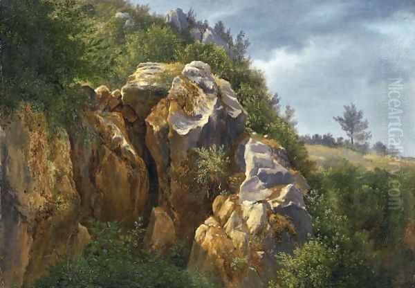 Rochers Rocks Oil Painting by Francois Diday