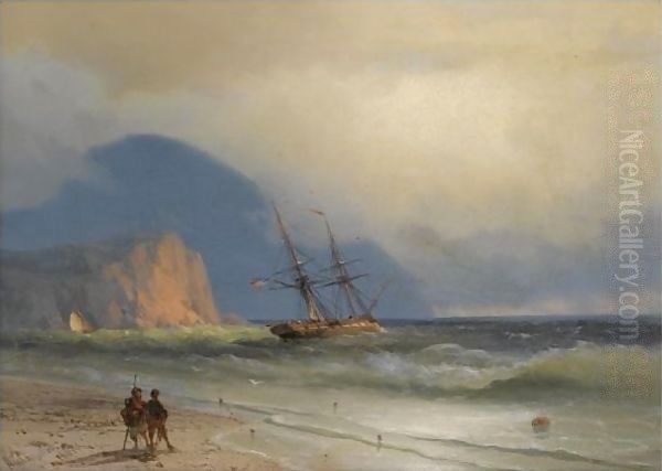 Shipping Off The Ayu Dag Oil Painting by Ivan Konstantinovich Aivazovsky