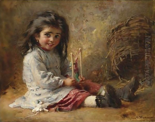 The Puppet Oil Painting by Konstantin Egorovich Egorovich Makovsky