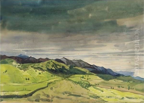 Near Collioure In The Pyrenees Oil Painting by Derwent Lees