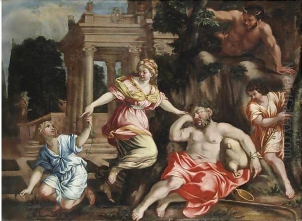 Ebrezza Di Sileno Oil Painting by Pietro Da Cortona (Barrettini)