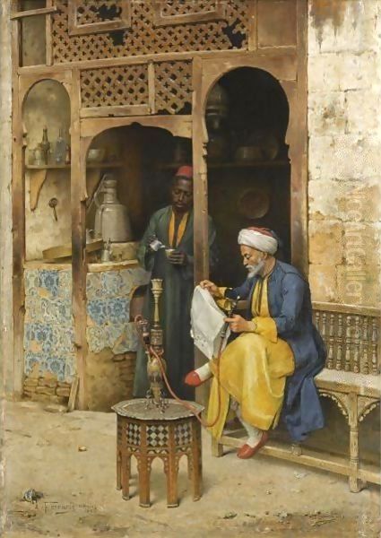 The Coffee House, Cairo Oil Painting by Arthur von Ferraris