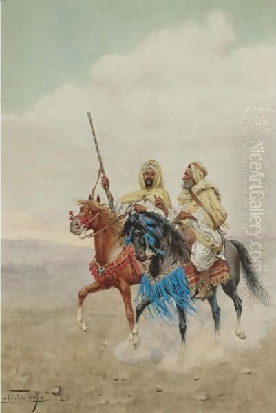 Horsemen Of The Desert Oil Painting by Giulio Rosati