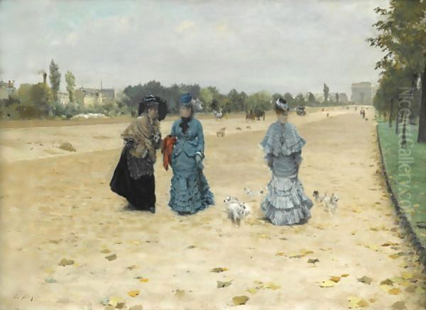 Avenue Du Bois De Boulogne Oil Painting by Giuseppe de Nittis