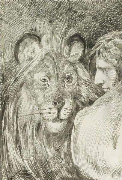 Daniel In The Lion's Den Oil Painting by Max Klinger