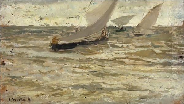 Boats Leaving The Harbour, Asturias Oil Painting by Joaquin Sorolla Y Bastida