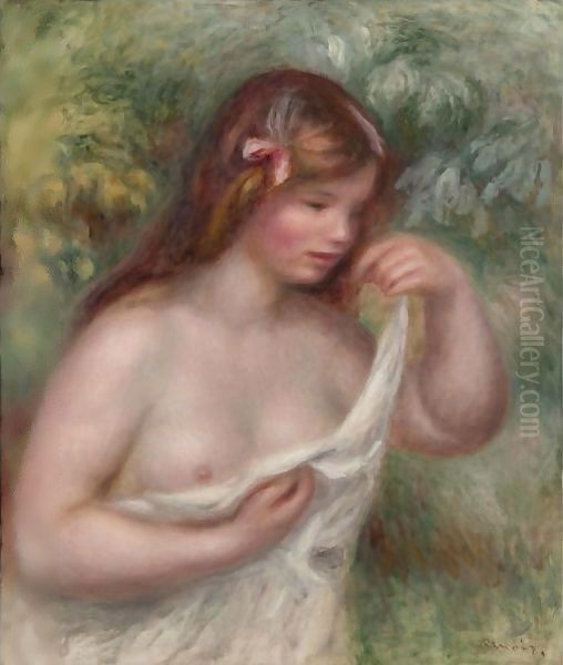 Jeune Femme Arrangeant Sa Chemise (Louise Benzel) Oil Painting by Pierre Auguste Renoir