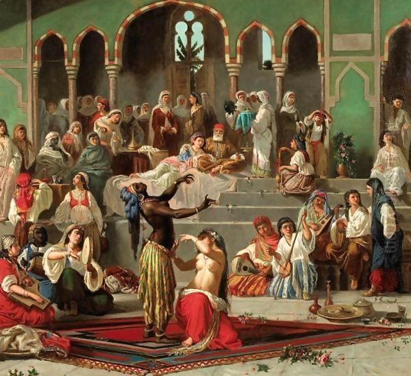 Les Danseuses Du Harem Oil Painting by Georges Francois Guiaud