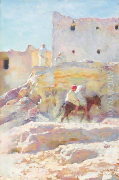 Enfants Sur Un Ane A Bou Saada Oil Painting by Alphonse Etienne Dinet