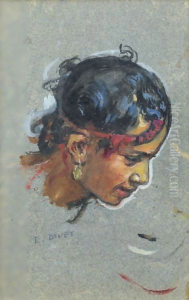 Fillette A La Boucle D'Oreille Oil Painting by Alphonse Etienne Dinet