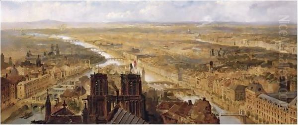 View Of Paris Oil Painting by Edmund John Niemann, Snr.