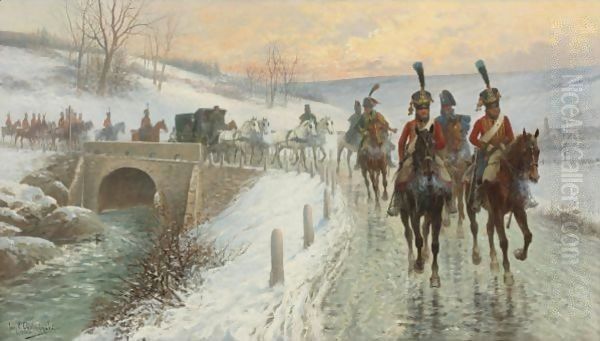 Napoleon's Entry Into Berlin Oil Painting by Jan van Chelminski