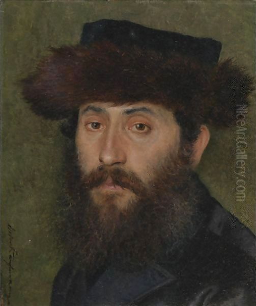 Portrait Of A Man With Streimel Oil Painting by Isidor Kaufmann