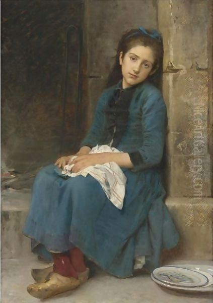 Pensive Girl (Innocence) Oil Painting by Leon-Jean-Basile Perrault