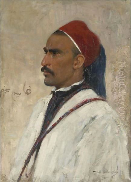 Portrait Of An Arab Oil Painting by Wilhelm Kuhnert