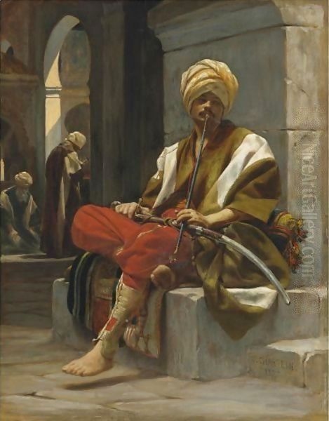 The Chibouk Smoker Oil Painting by Theobald Chartran