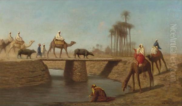 A Bridge, High Egypt Oil Painting by Charles Theodore Frere