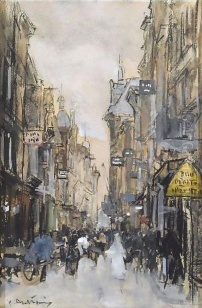 A View Of The Spuistraat, The Hague 3 Oil Painting by Floris Arntzenius