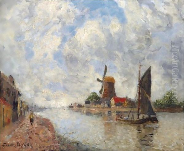 'Canal Pres Delft' (A Canal Near Delft) Oil Painting by Frank Myers Boggs