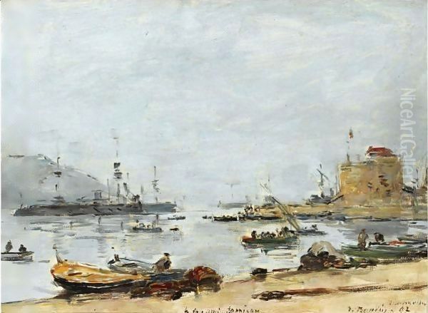 Le Port De Villefranche Oil Painting by Eugene Boudin