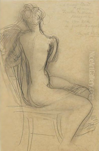 Seated Nude Oil Painting by Auguste Rodin