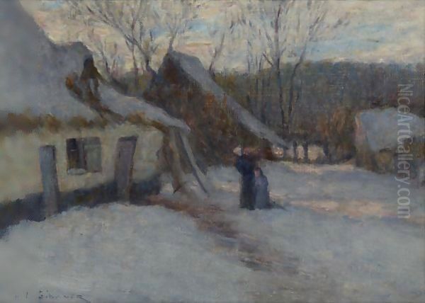 Paysage De Neige, Etaples Oil Painting by Henri Eugene Augustin Le Sidaner