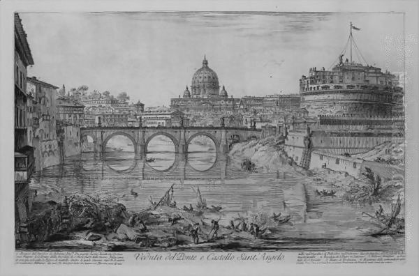 And The Ponte And Castel S. Angelo Oil Painting by Giovanni Battista Piranesi