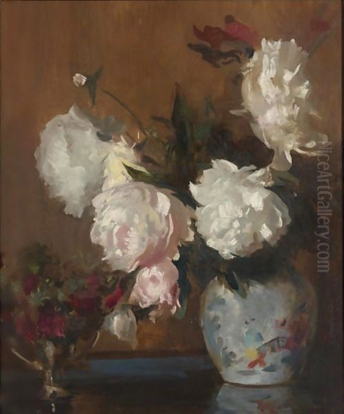 Peonies Oil Painting by Edmund Charles Tarbell