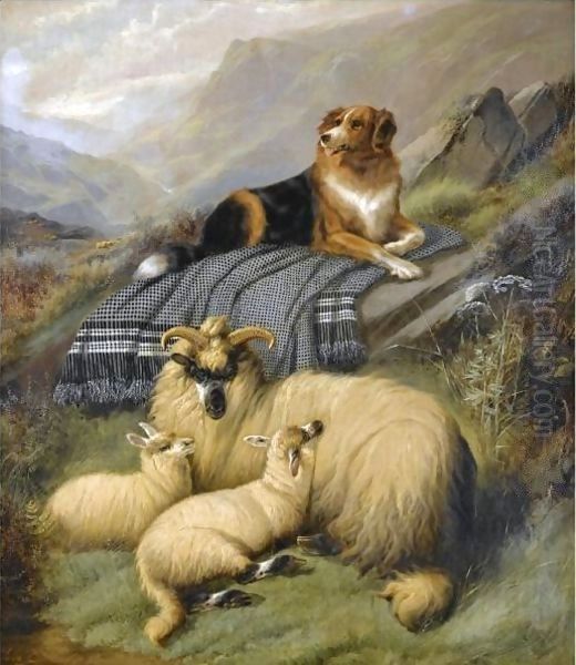 Guarding The Flock 2 Oil Painting by John Barker