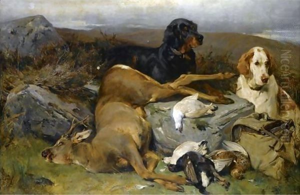 Guarding The Day's Bag Oil Painting by John Sargeant Noble, R.B.A.