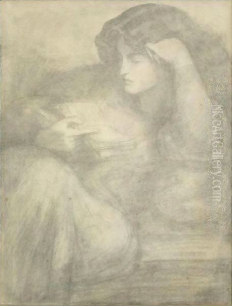 Jane Morris, Reading Oil Painting by Dante Gabriel Rossetti