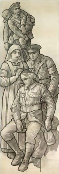 The British Red Cross, Design For A Stained Glass Window Oil Painting by Richard Caton Woodville