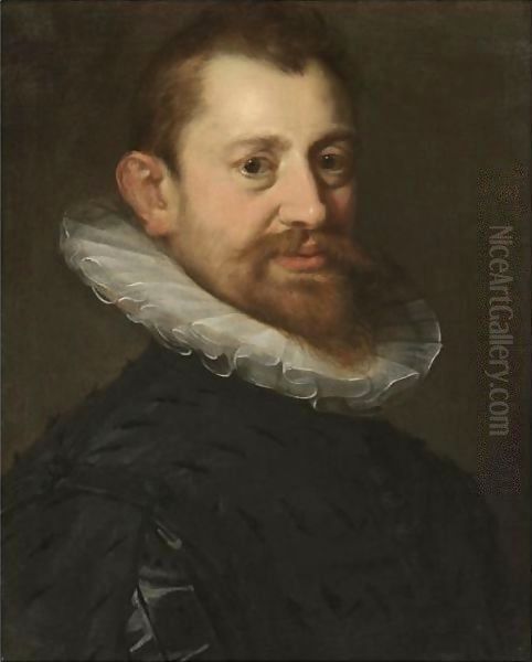 Portrait Of A Gentleman, Bust Length Oil Painting by Hans Von Aachen